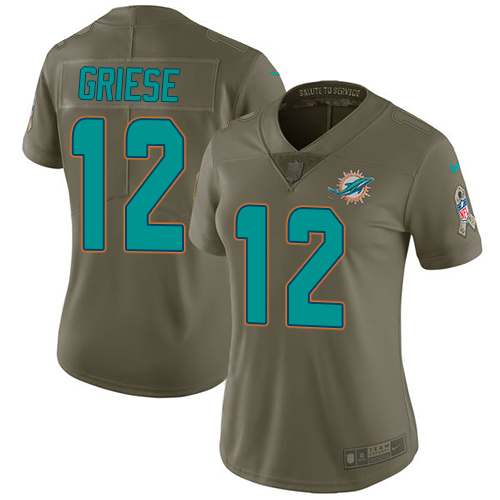 Nike Miami Dolphins #12 Bob Griese Olive Women Stitched NFL Limited 2017 Salute to Service Jersey->women nfl jersey->Women Jersey